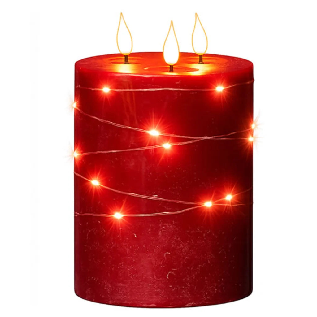 Newgrange Christams Mulled Wine Fragranced LED Red Candle 3 Wicks