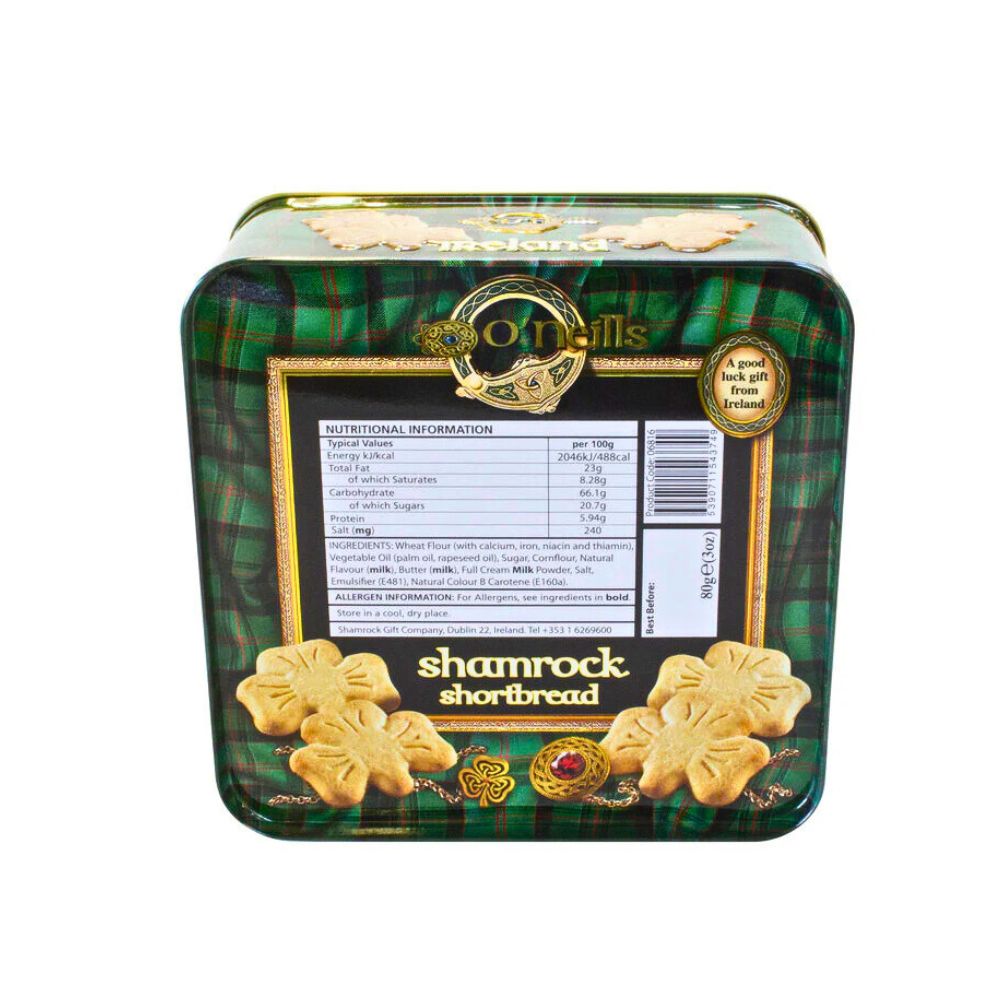 O'Neill's Shamrock Shaped Shortbread In A Tin 80g