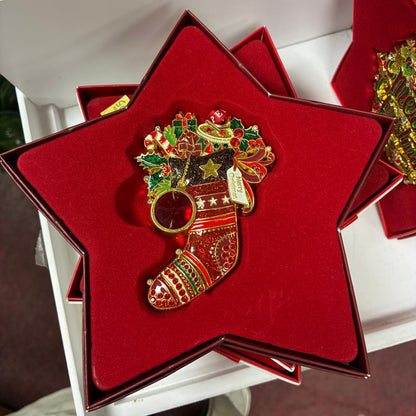 Tipperary Crystal Christmas Sock Tree Decoration in Gift Box
