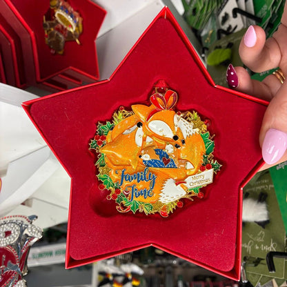 Tipperary Crystal Family Time Fox Christmas Tree Decoration in Gift box