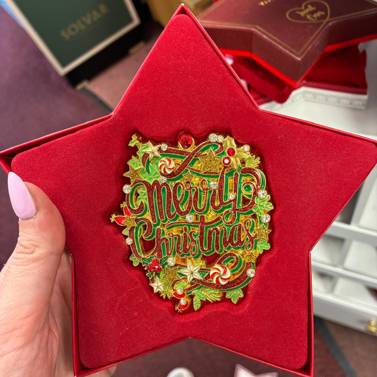 Tipperary Crystal Merry Christmas Sparkle Tree Decoration in Gift Box