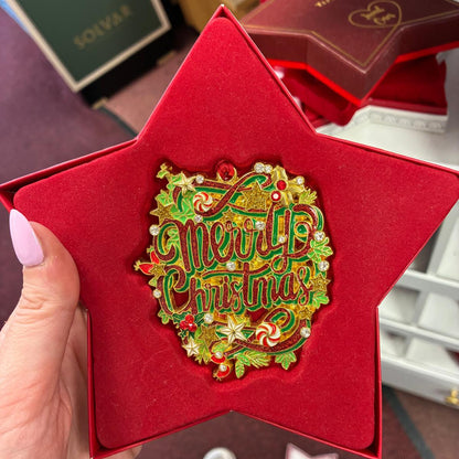 Tipperary Crystal Merry Christmas Sparkle Tree Decoration in Gift Box