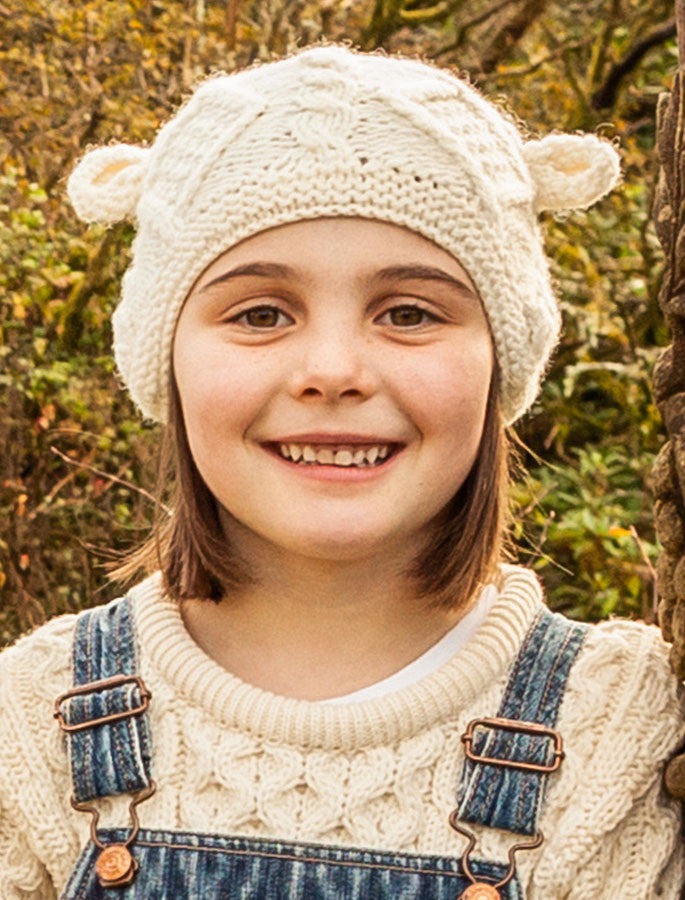 Aran Woollen Mills Kids Hand Knitted Hat with Ears