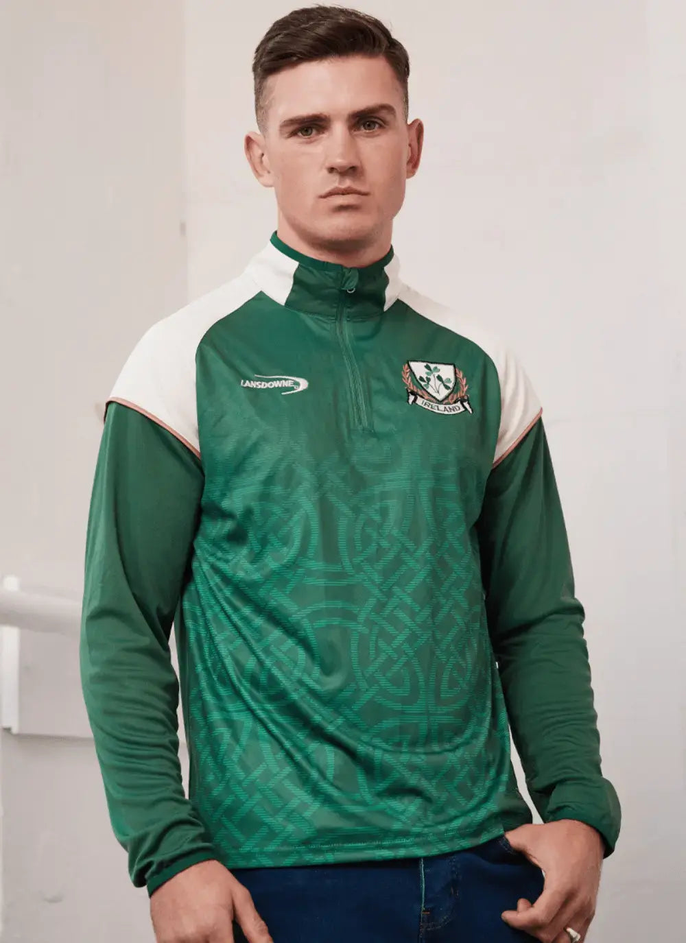 Mens Ireland Celtic Performance 1/4 Zip Long sleeve Irish Rugby Top