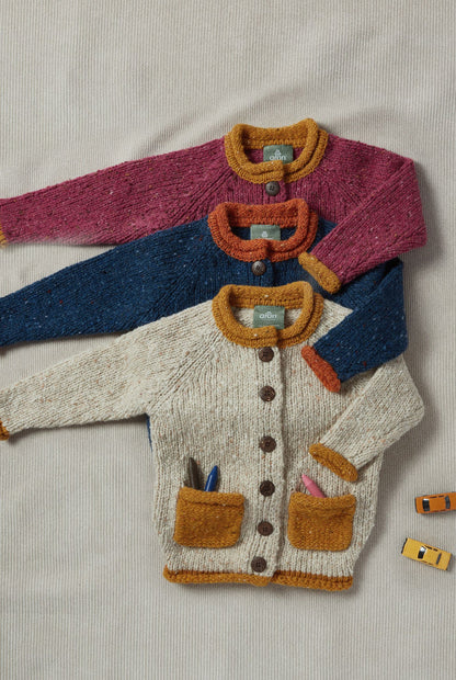 Aran Woollen Mills Solas Children’s Roll Neck Cardigan Rose Haze