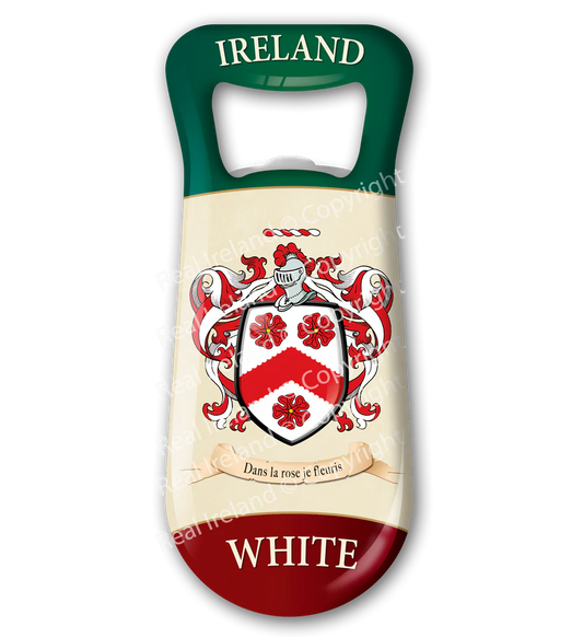 White Heraldic Fridge Magnet Bottle Opener