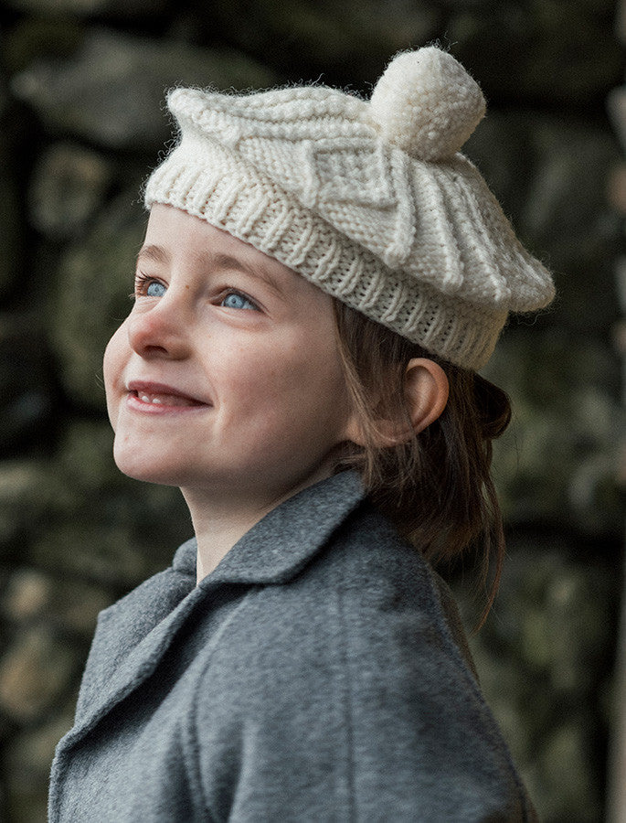 Aran Woollen Mills Kids Hand Knitted Cream Beret