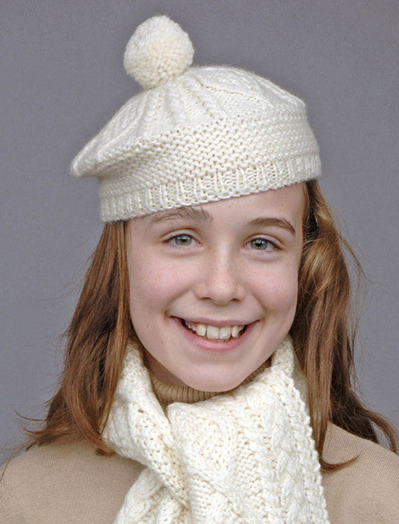 Aran Woollen Mills Kids Hand Knitted Cream Beret