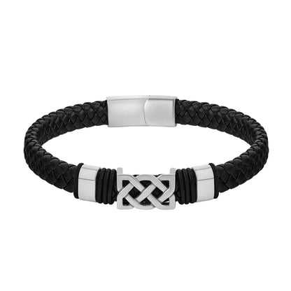 Black Leather Celtic Knot Bracelet by Solvar