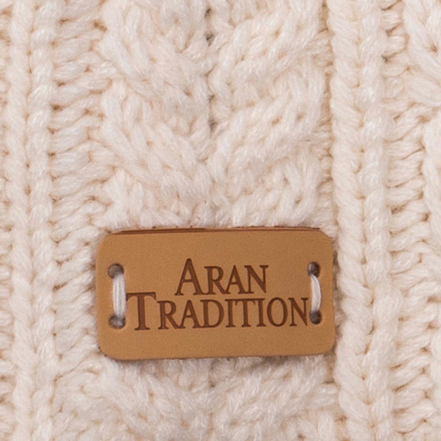 Aran Traditions Cable Button Wrap Woollen Knitted Cream Scarf