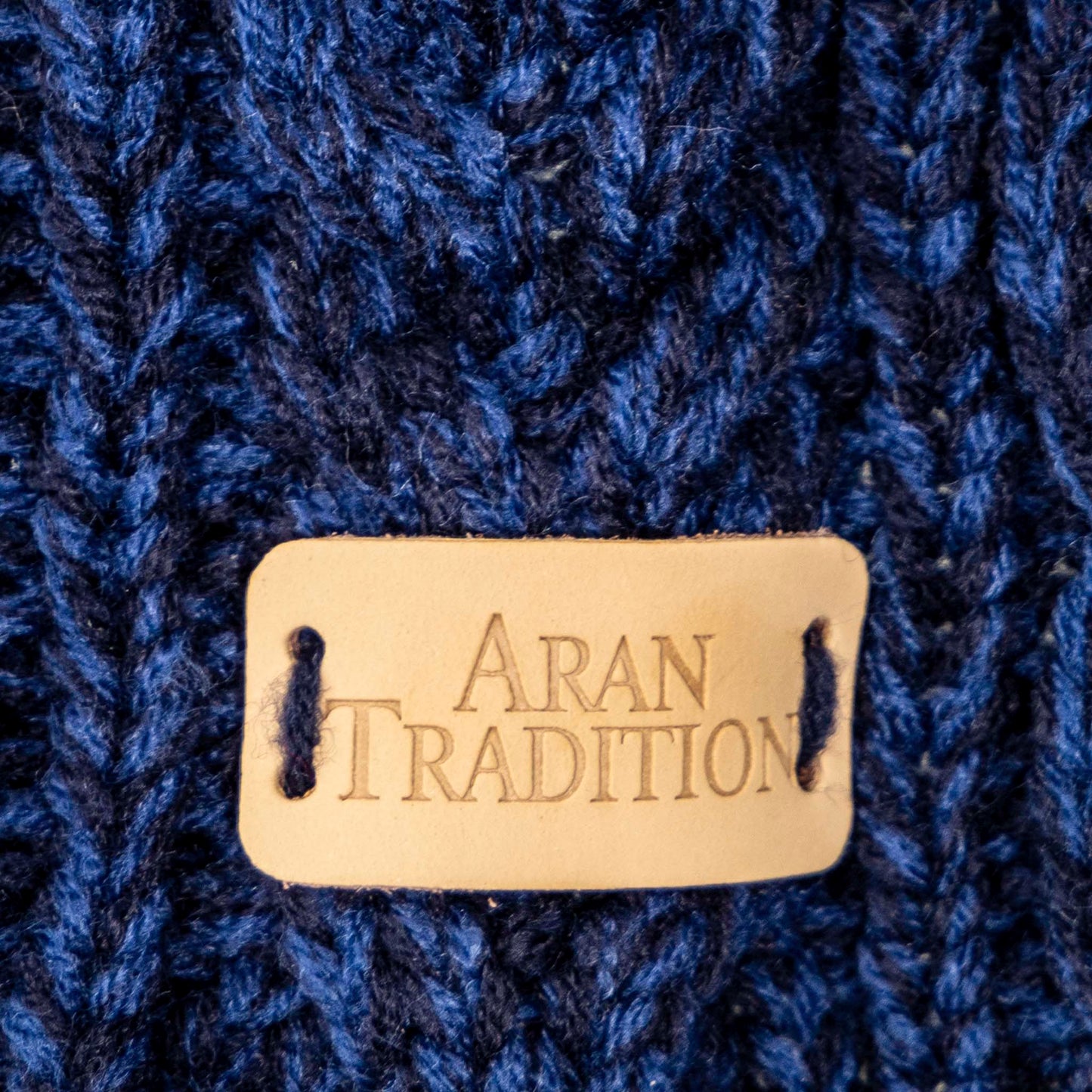 Aran Traditions Cable Button Wrap Woollen Knitted Navy Blue Scarf