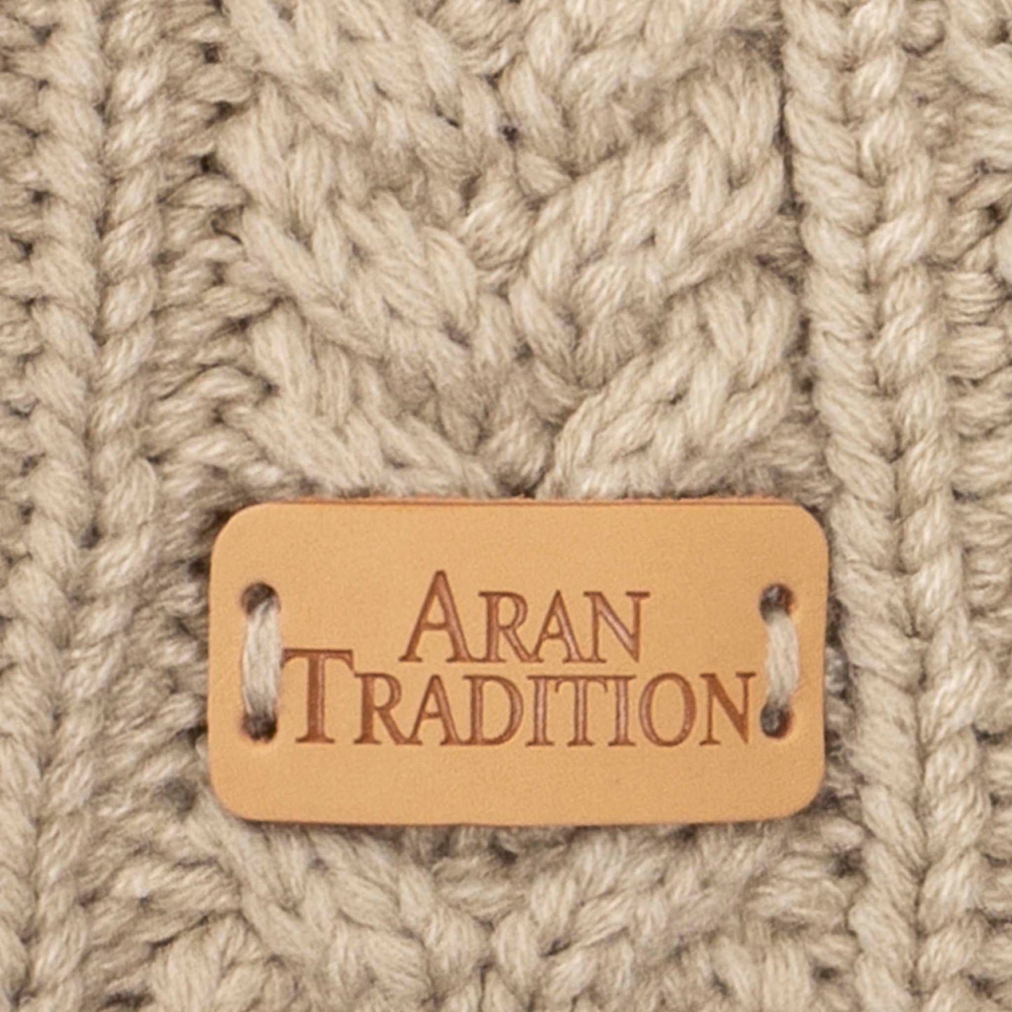 Aran Traditions Cable Button Wrap Woollen Knitted Oatmeal Scarf