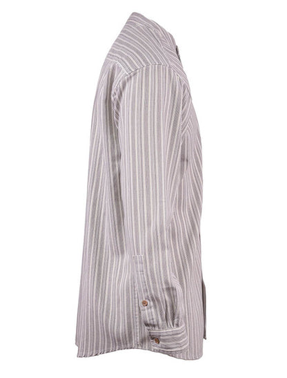 Cotton Irish Men's Grandfather Shirt Grey Stripe