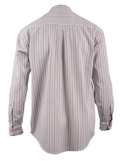 Cotton Irish Men's Grandfather Shirt Grey Stripe