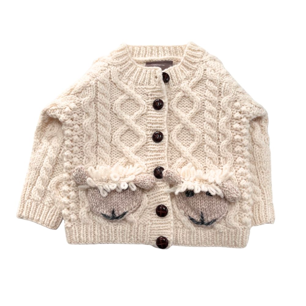 Shepley Baby Aran Wool Cardigan Cream