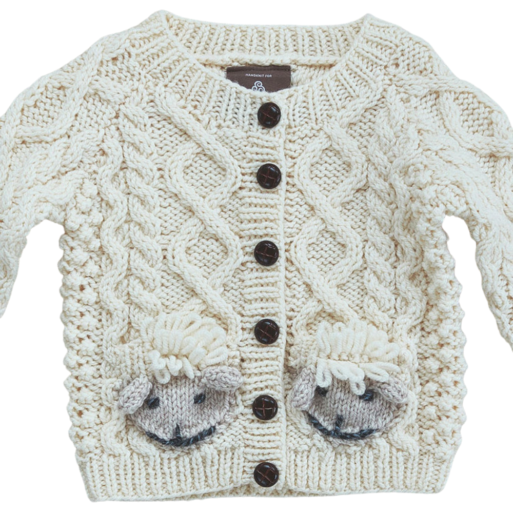 Shepley Baby Aran Wool Cardigan Cream