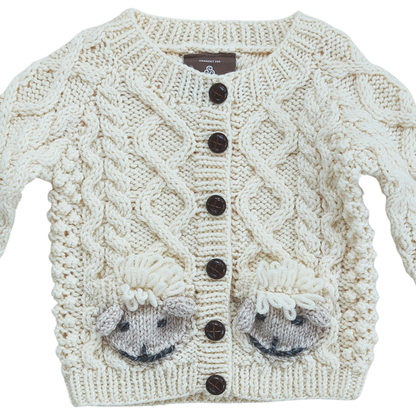 Shepley Baby Aran Wool Cardigan Cream