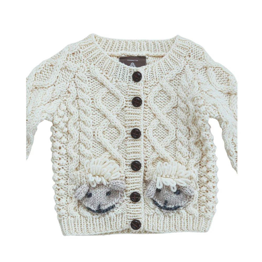 Shepley Baby Aran Wool Cardigan Cream