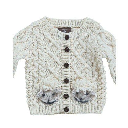 Shepley Baby Aran Wool Cardigan Cream
