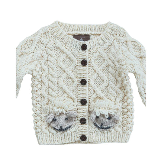 Shepley Baby Aran Wool Cardigan Cream