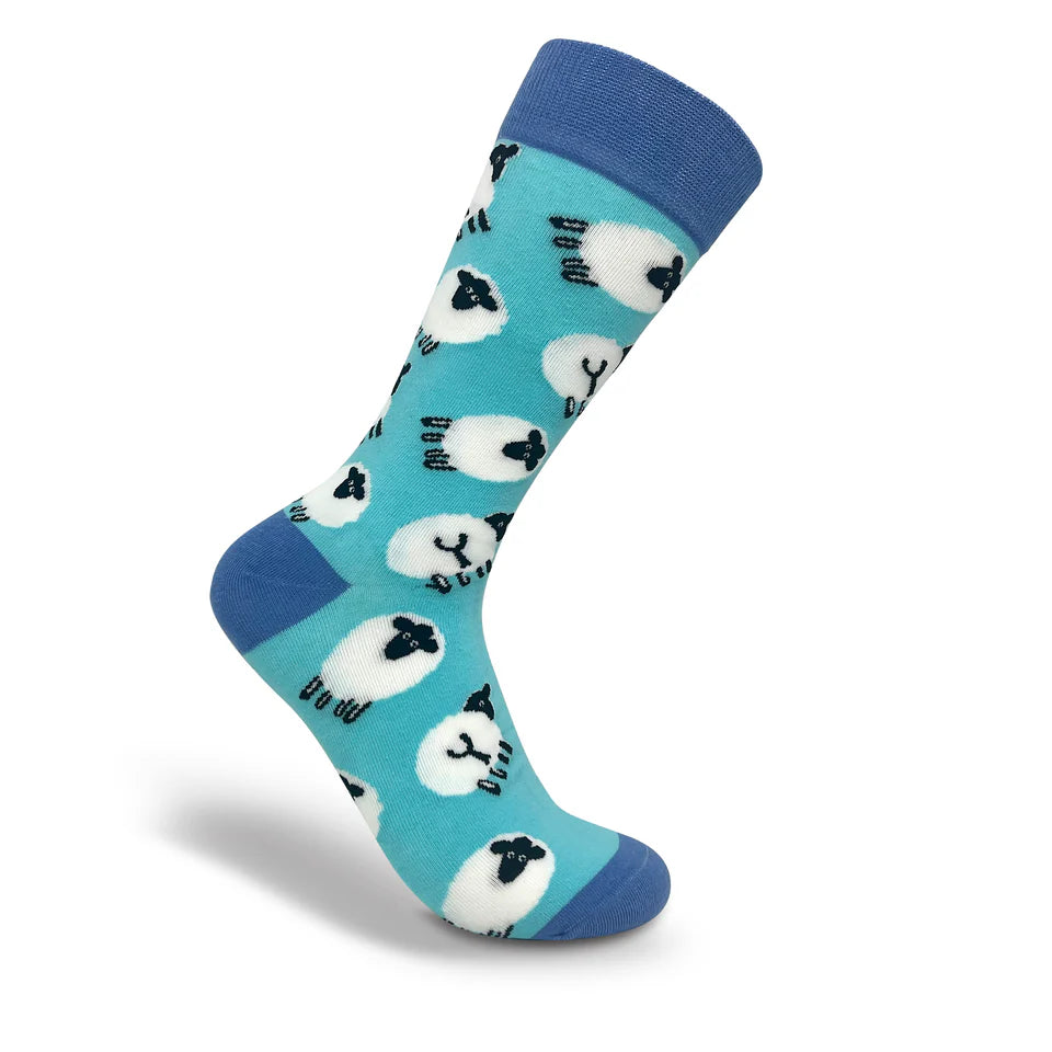 Whimsical Socks by Thomas Joseph Turquoise Sheep Unisex Socks