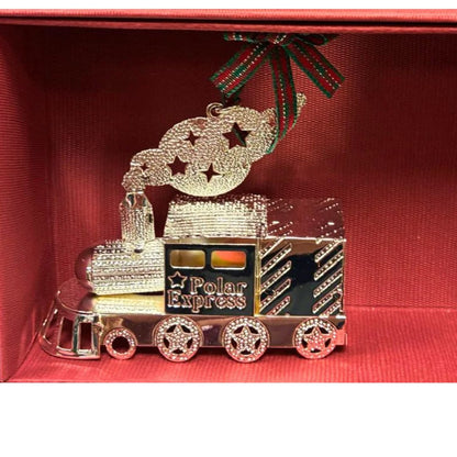 Tipperary Crystal Heirloom Silver Christmas Tree Decoration Polar Express in Gift Box