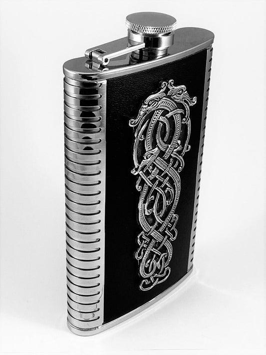 Stainless Steel Drinks Flask with Pewter Celtic Design