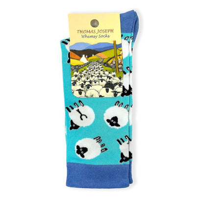 Whimsical Socks by Thomas Joseph Turquoise Sheep Unisex Socks