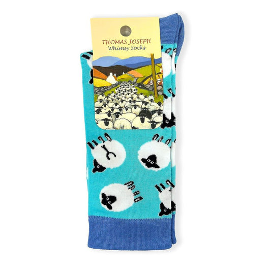 Whimsical Socks by Thomas Joseph Turquoise Sheep Unisex Socks
