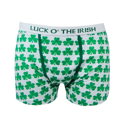 White and Green Shamrock Irish Boxer Shorts