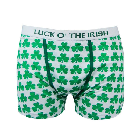 White and Green Shamrock Irish Boxer Shorts
