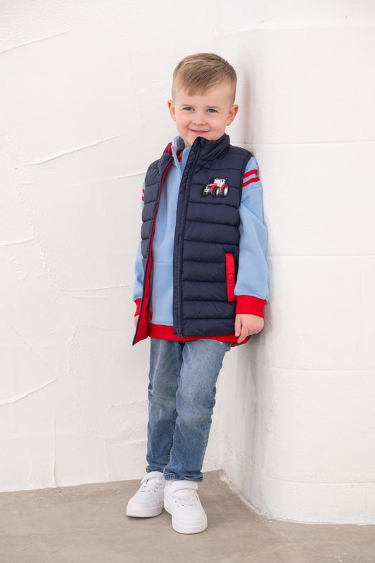 Little Lighthouse Abel Padded Navy Gilet for boys with Red Tractor
