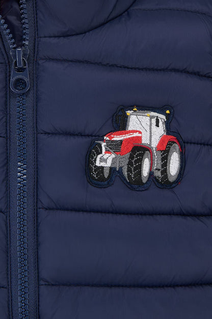 Little Lighthouse Abel Padded Navy Gilet for boys with Red Tractor
