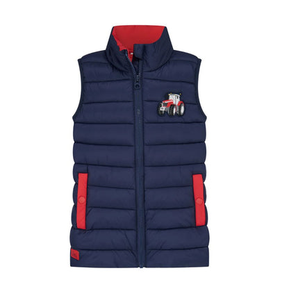 Little Lighthouse Abel Padded Navy Gilet for boys with Red Tractor