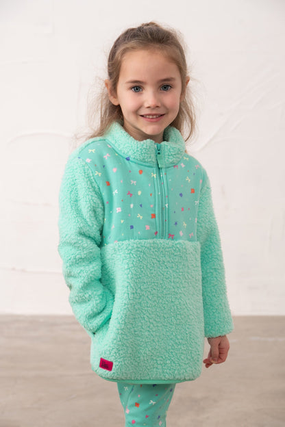 Cassie Kid's Half zip Green Fleece