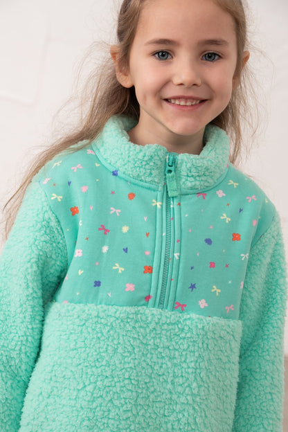 Cassie Kid's Half zip Green Fleece