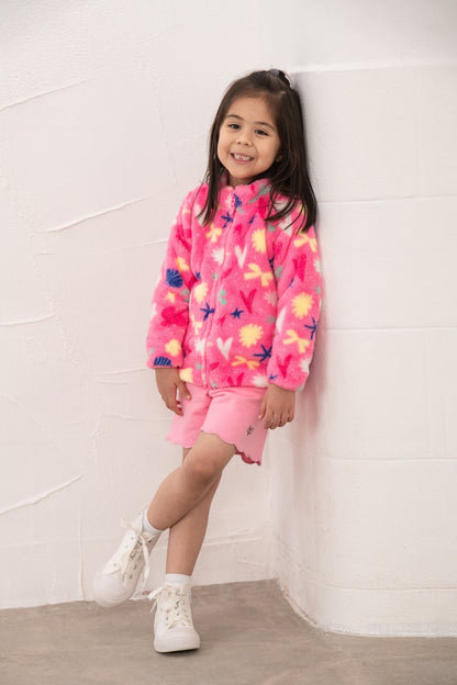 Claire Kid's Fluro Pink Half Zip Fleece for girls