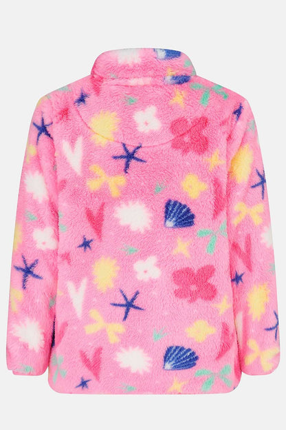 Claire Kid's Fluro Pink Half Zip Fleece for girls