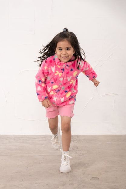 Claire Kid's Fluro Pink Half Zip Fleece for girls