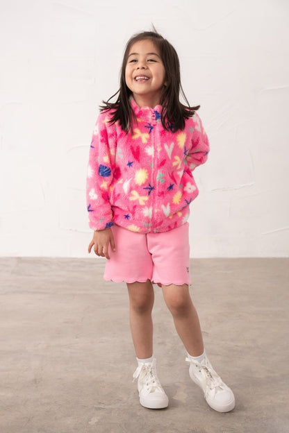 Claire Kid's Fluro Pink Half Zip Fleece for girls