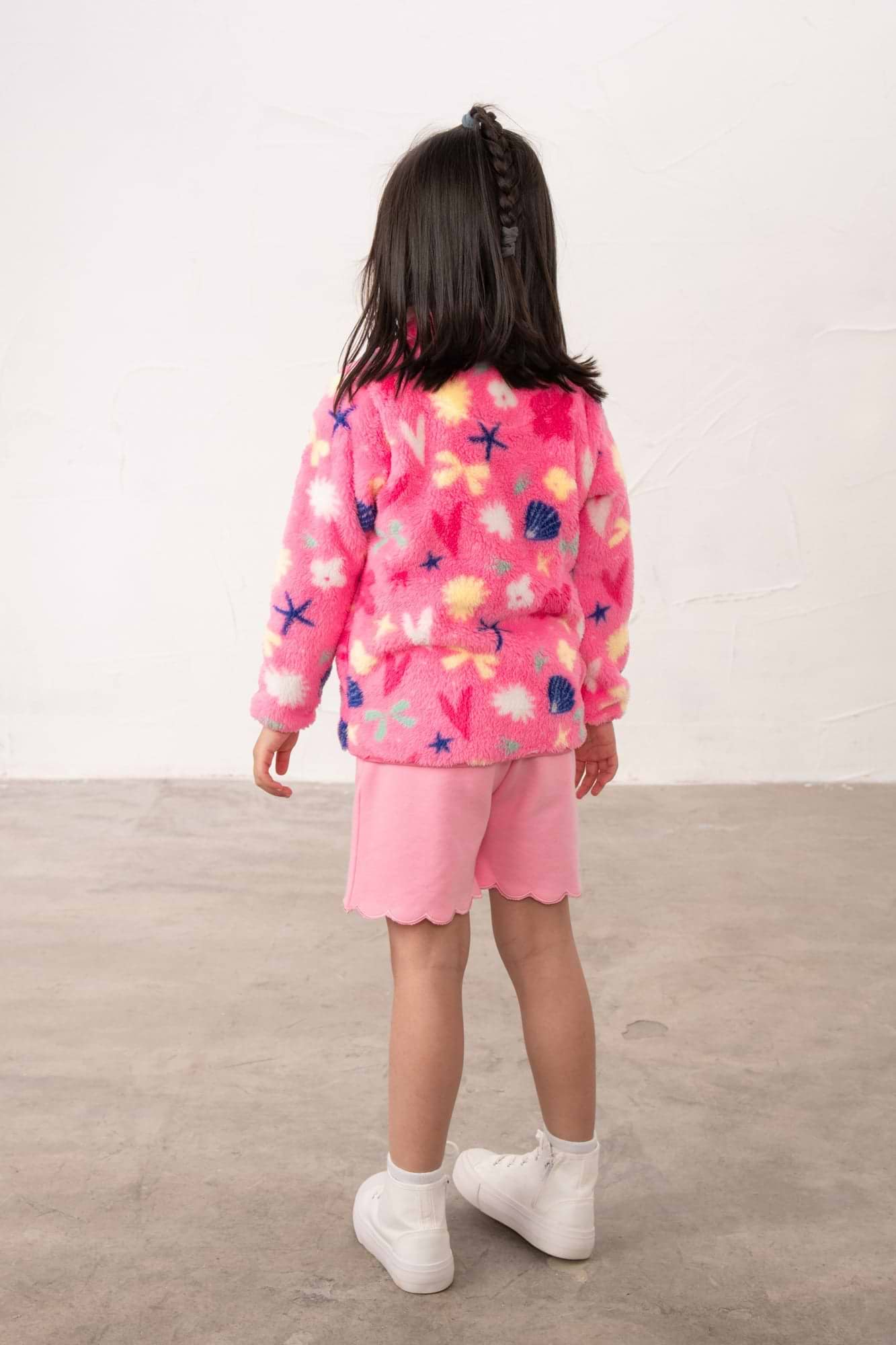 Claire Kid's Fluro Pink Half Zip Fleece for girls