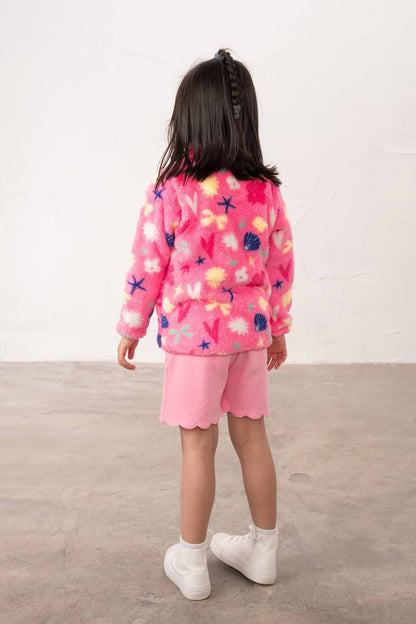 Claire Kid's Fluro Pink Half Zip Fleece for girls