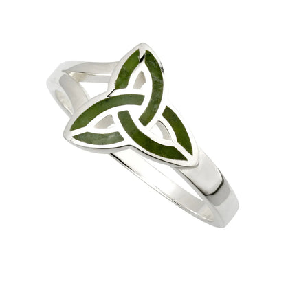 Silver Women's Connemara Marble Trinity Knot Ring