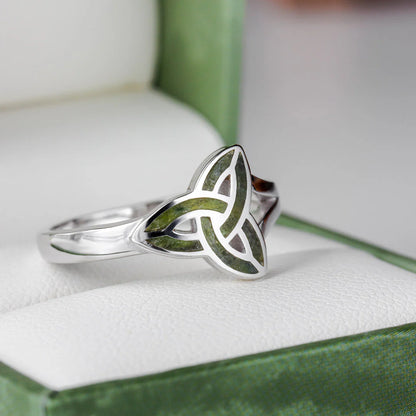 Silver Women's Connemara Marble Trinity Knot Ring