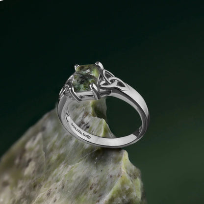 Silver Connemara Marble Women's Trinity Knot Band