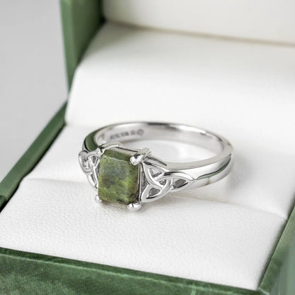 Silver Connemara Marble Women's Trinity Knot Band