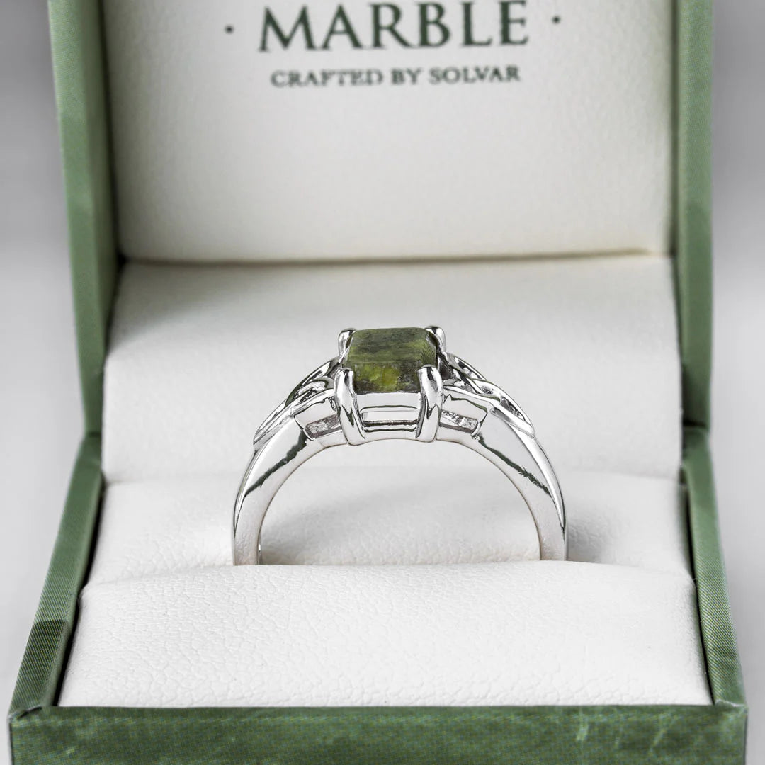 Silver Connemara Marble Women's Trinity Knot Band