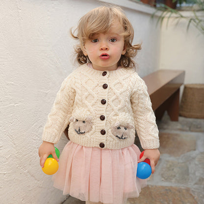 Shepley Baby Aran Wool Cardigan Cream