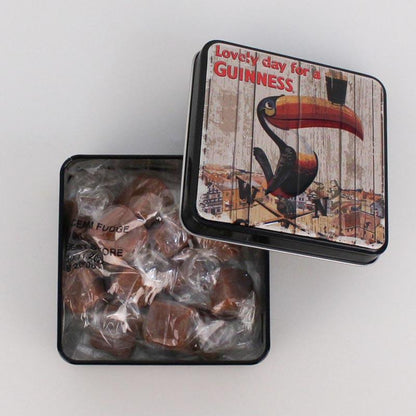Guinness Luxury Fudge in a tin with Vintage Toucan Design 100g