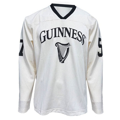 Guinness Harp Long Sleeve Jersey White and Black Unisex Top